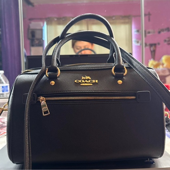 Coach Rowan Black Leather Satchel